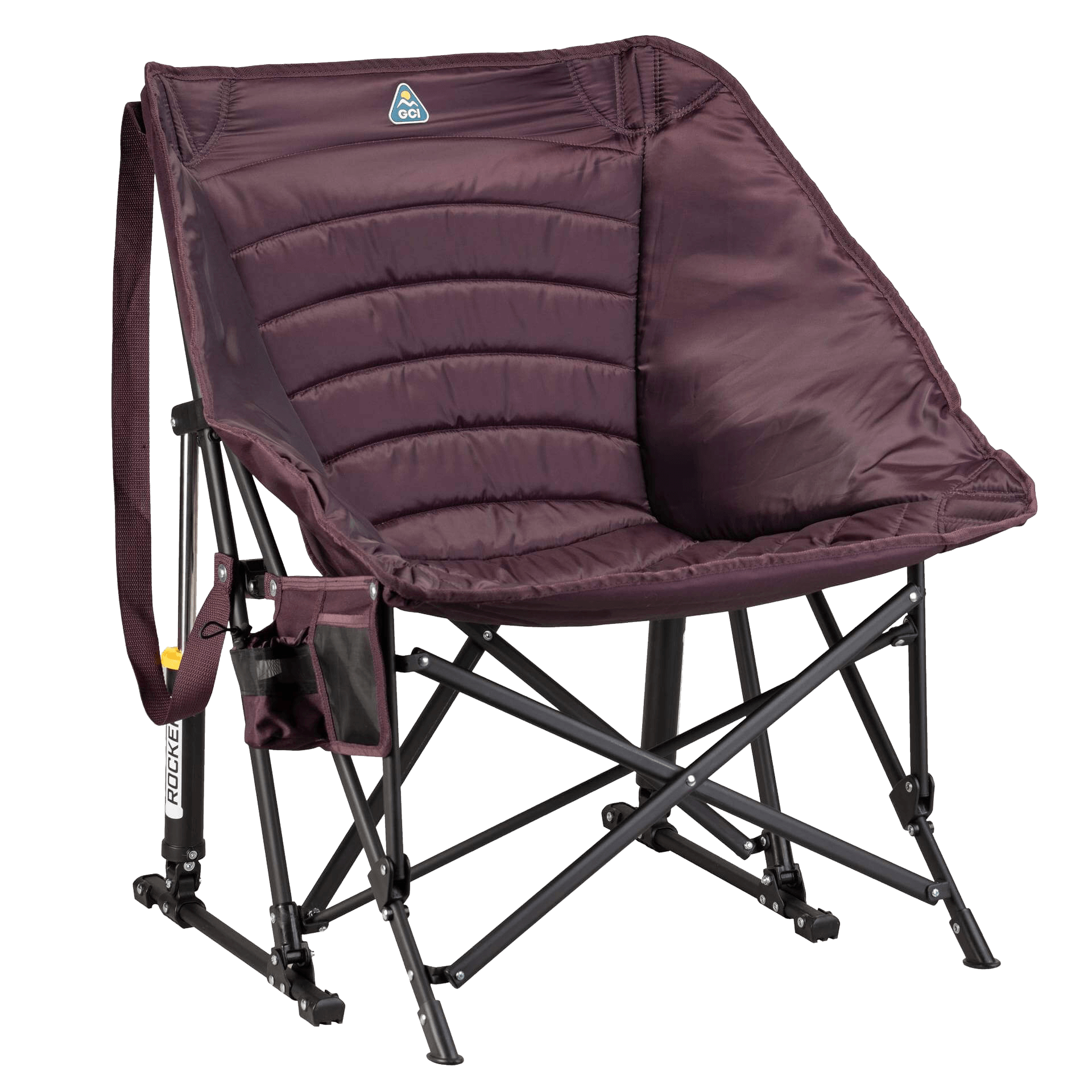 Luxury Camp Puff Rocker - Choice 731 - Heavy-Duty Kickback Rocker with Beverage Holder - Amethyst