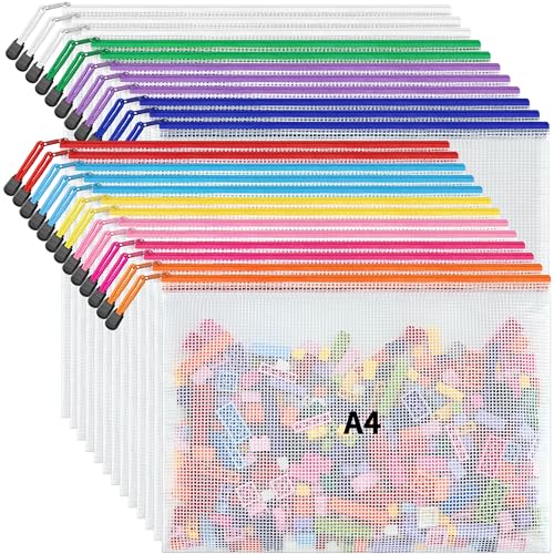Minimalist JARLINK A4 Letter Size 24 Pack 10 Colors Zipper Mesh Collection