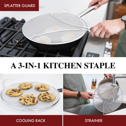 Smart Home Splatter Screen for Frying Pan - 13 Inch Stainless Collection