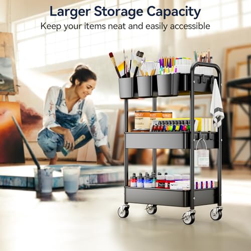 Classic YASONIC 3 Tier Rolling Cart - Metal Collection