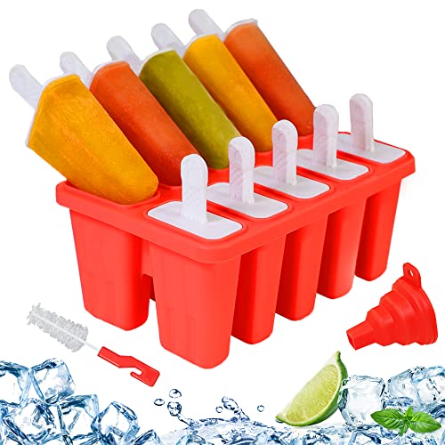 Eco-Friendly Silicone Popsicle Molds 10-cavity, DIY Ice Pop Mold for Set