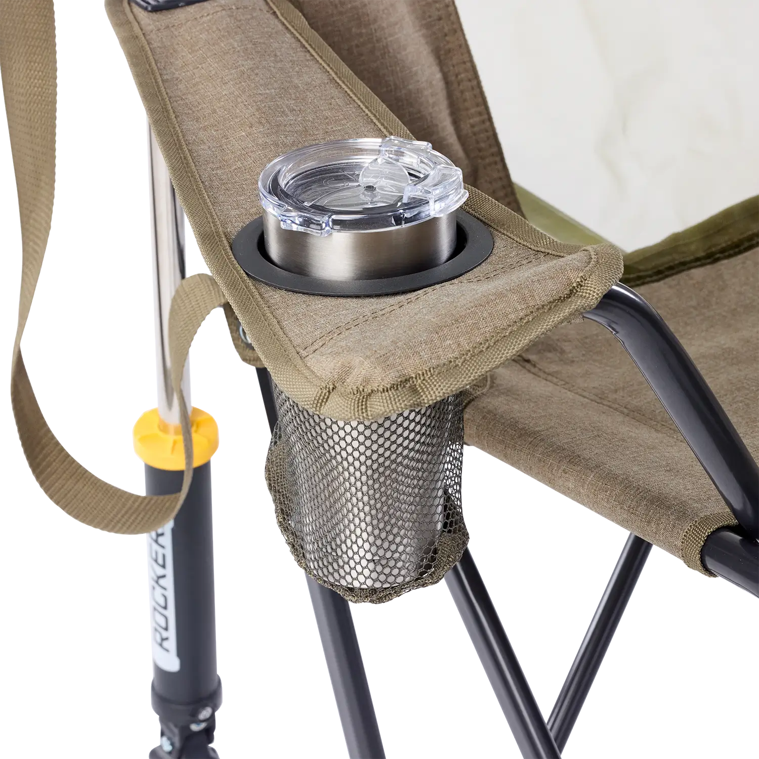 Patented Spring-Action Comfort Pro Rocker XL - Choice 107 - Heavy-Duty Kickback Rocker with Beverage Holder Detail