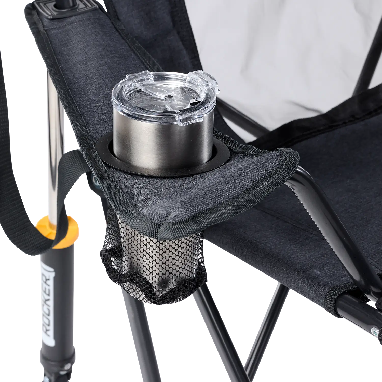 Patented Spring-Action Comfort Pro Rocker XL - Choice 107 - Heavy-Duty Kickback Rocker with Beverage Holder Detail