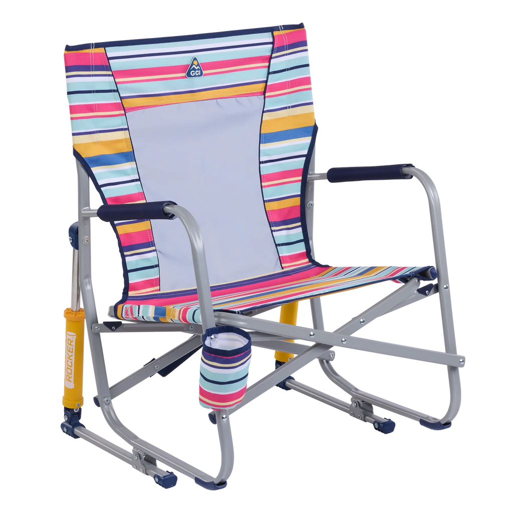 Patented Spring-Action Beach Rocker - Choice 712 - Freestyle Rocker Portable Outdoor Folding Chair - Multi Stripe