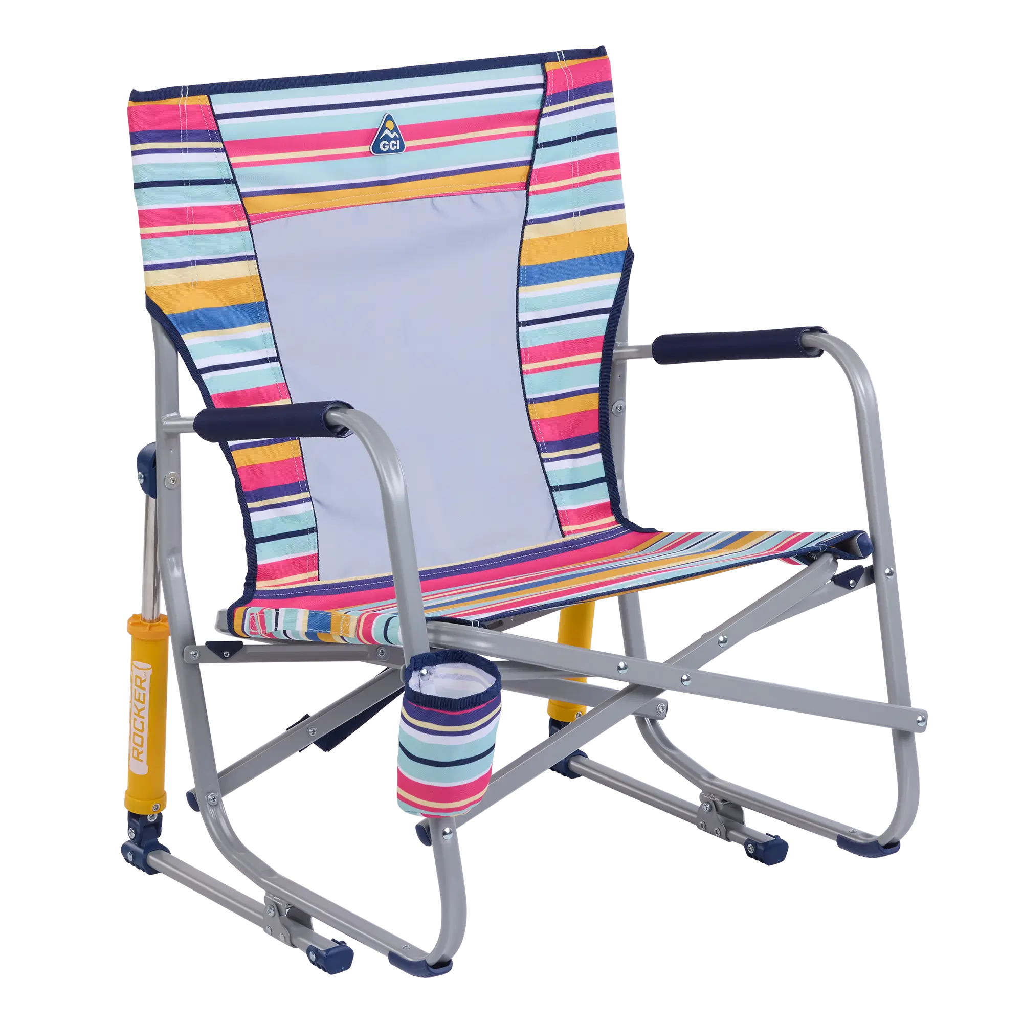 Patented Spring-Action Beach Rocker - Choice 712 - Freestyle Rocker Portable Outdoor Folding Chair - Multi Stripe