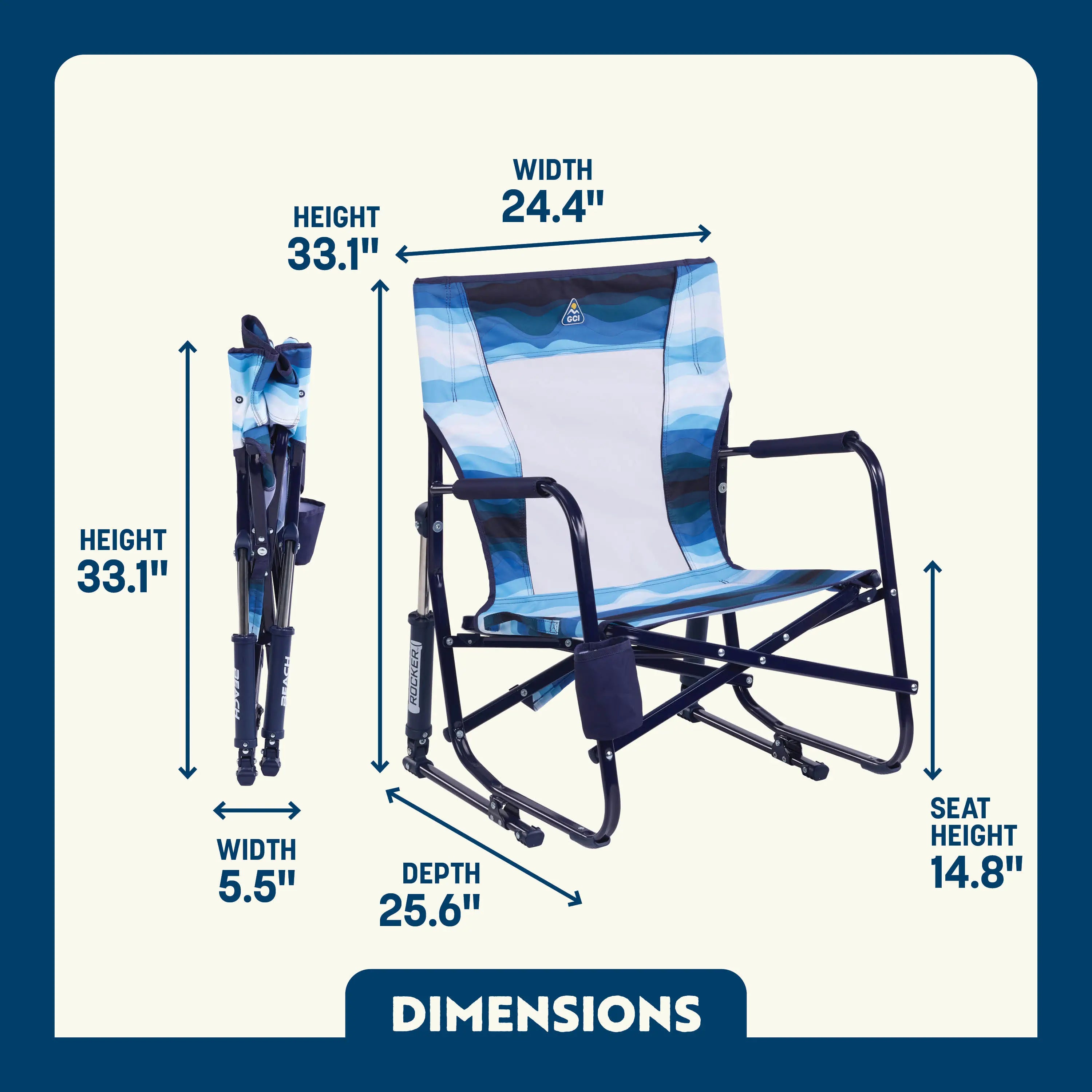 Patented Spring-Action Beach Rocker - Choice 712 - Freestyle Rocker Portable Outdoor Folding Chair Detail