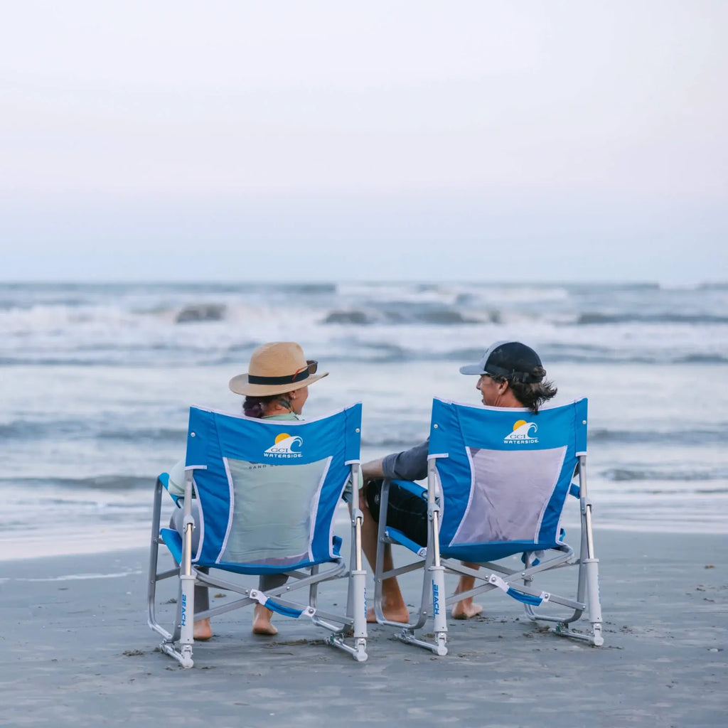 Luxury Camp Beach Rocker Bundle - Choice 773 - Heavy-Duty Kickback Rocker with Beverage Holder Detail