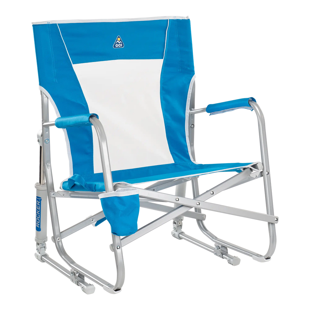Patented Spring-Action Beach Rocker - Choice 712 - Freestyle Rocker Portable Outdoor Folding Chair - Saybrook Blue
