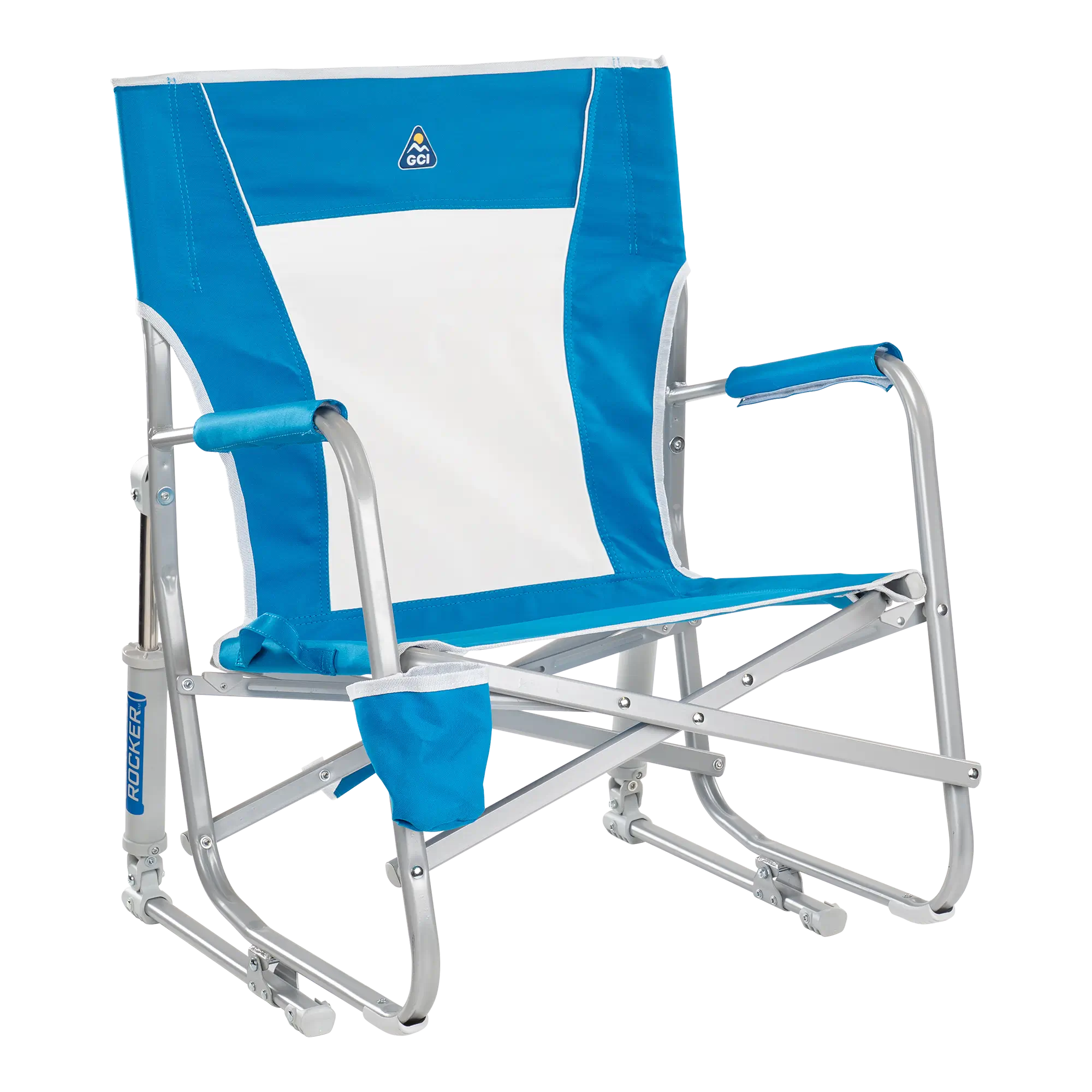 Patented Spring-Action Beach Rocker - Choice 712 - Freestyle Rocker Portable Outdoor Folding Chair - Saybrook Blue