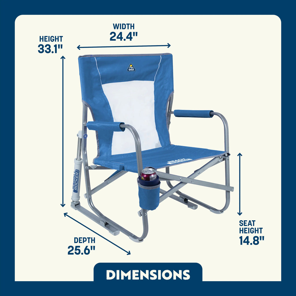 Luxury Camp Beach Rocker Bundle - Choice 773 - Heavy-Duty Kickback Rocker with Beverage Holder Detail