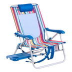 Sand-Friendly Big Surf with Slide Table - Choice 334 - Multi-Position Outdoor Beach Chair with Pillow - Multi Stripe