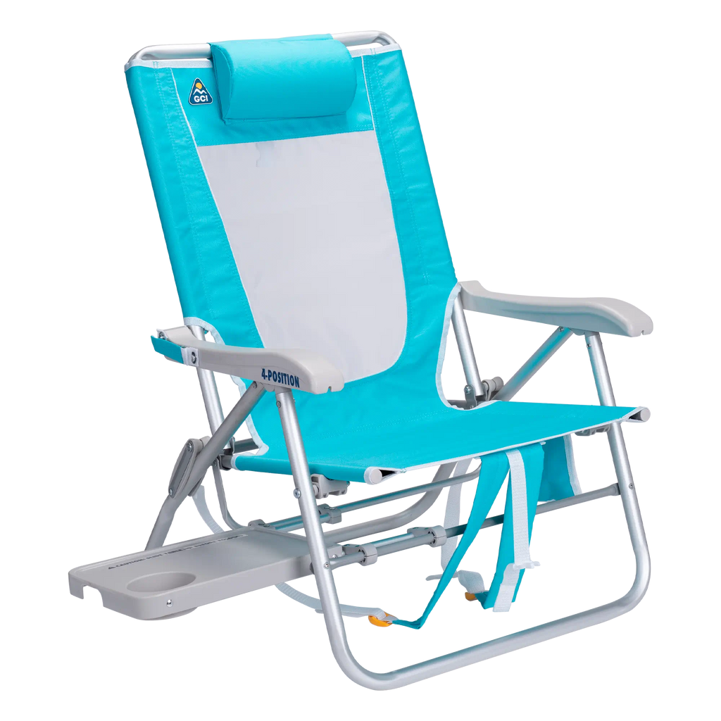 Sand-Friendly Big Surf with Slide Table - Choice 334 - Multi-Position Outdoor Beach Chair with Pillow - Seafoam Green