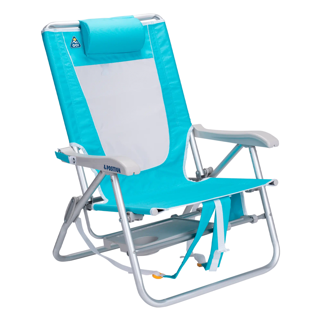 Sand-Friendly Big Surf with Slide Table - Choice 334 - Multi-Position Outdoor Beach Chair with Pillow Detail