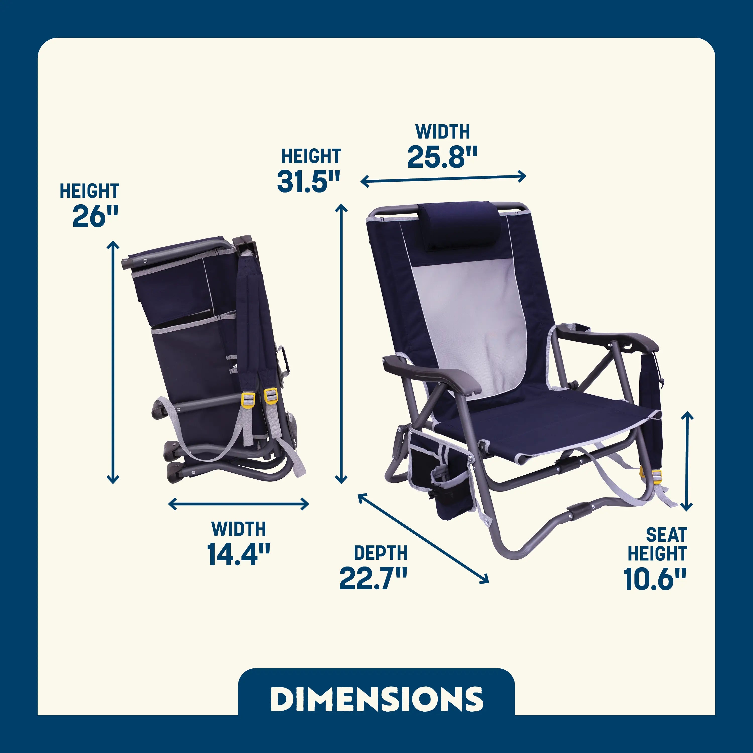 Ultra-Compact Bi-Fold Slim Event Chair - Choice 334 - Pico Compact Folding Camp Chair with Carry Bag Detail