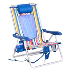 Low-Profile Backpack Beach Chair - Choice 709 - Rust-Resistant Aluminum Sand-Friendly Lounge Chair - Multi Stripe