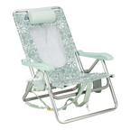 Low-Profile Backpack Beach Chair - Choice 709 - Rust-Resistant Aluminum Sand-Friendly Lounge Chair - Floral Pastel Green