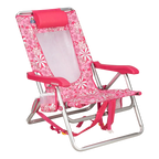 Low-Profile Backpack Beach Chair - Choice 709 - Rust-Resistant Aluminum Sand-Friendly Lounge Chair - Floral Sport Pink
