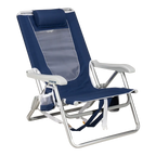 Low-Profile Backpack Beach Chair - Choice 709 - Rust-Resistant Aluminum Sand-Friendly Lounge Chair - Nautical Blue