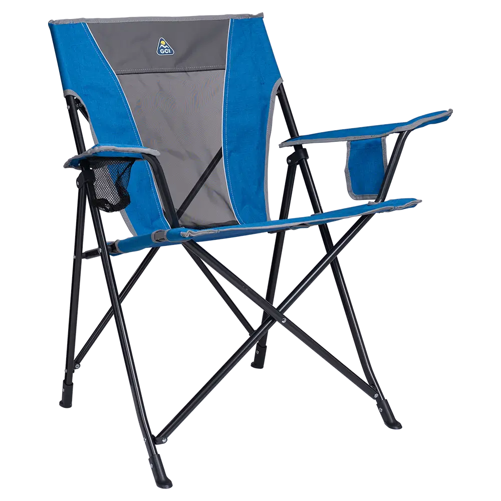 Ultra-Compact Comfort Quad Chair - Choice 989 - Premium Slim-Fold Compact Chair with Messenger Bag - Heathered Royal