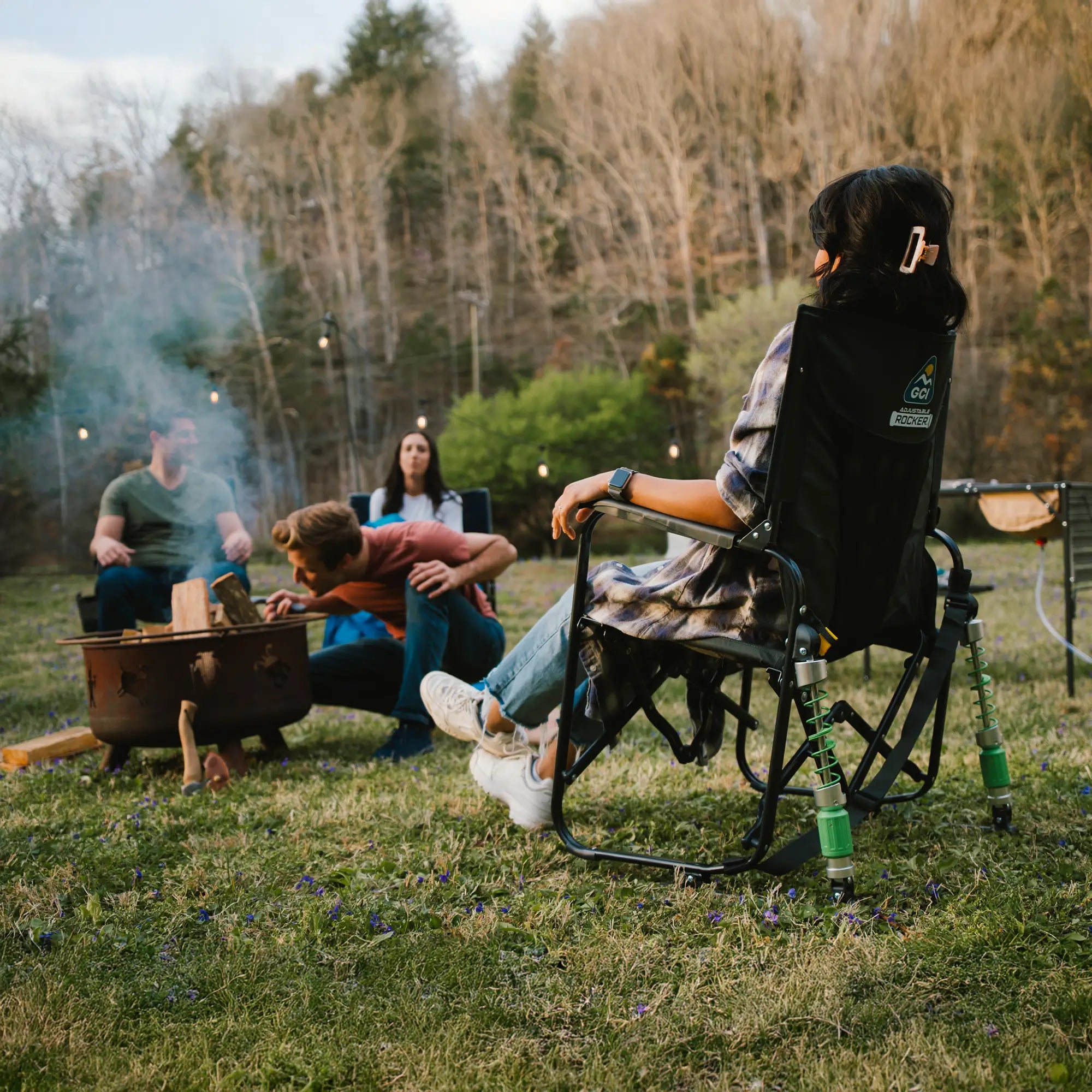 Heavy-Duty Freestyle Adjustable Rocker - Choice 573 - Patented Spring-Action Rocking Chair for Camping Detail