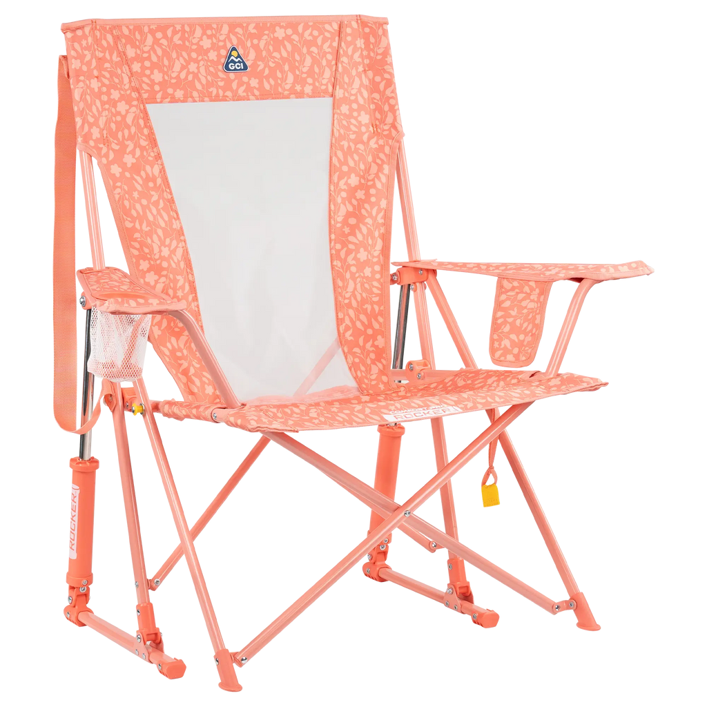 Premium All-Weather Comfort Pro Rocker - Choice 375 - RoadTrip Rocker Smooth Motion Camp Chair - Coral Garden