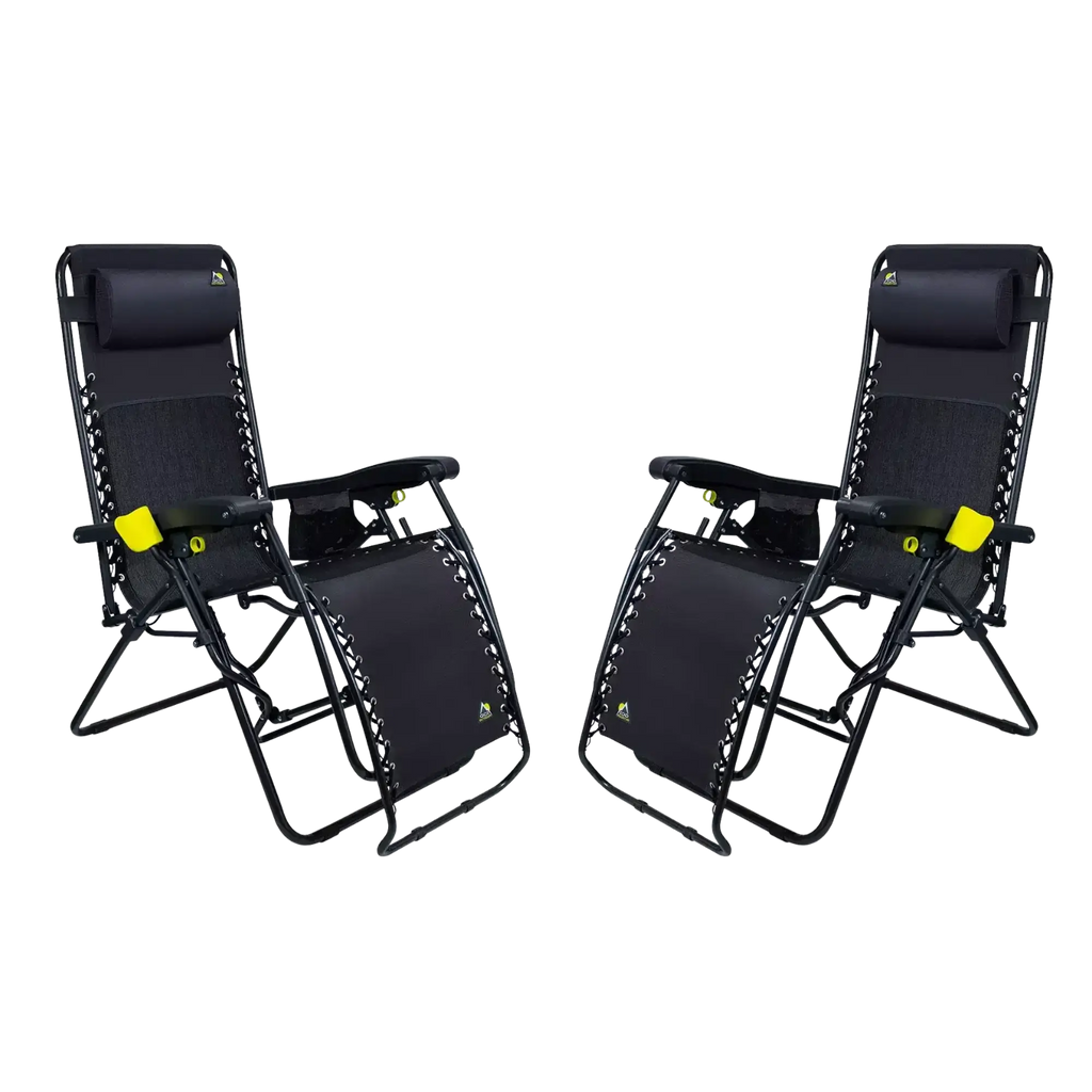 Backpack Travel Freeform Zero Gravity Lounger Bundle - Choice 507 - Portable Heavy-Duty Low Boy Chair for Ocean Side - Black