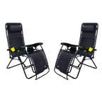 Backpack Travel Freeform Zero Gravity Lounger Bundle - Choice 507 - Portable Heavy-Duty Low Boy Chair for Ocean Side - Black
