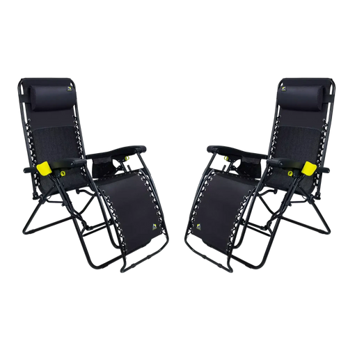 Backpack Travel Freeform Zero Gravity Lounger Bundle - Choice 507 - Portable Heavy-Duty Low Boy Chair for Ocean Side - Black