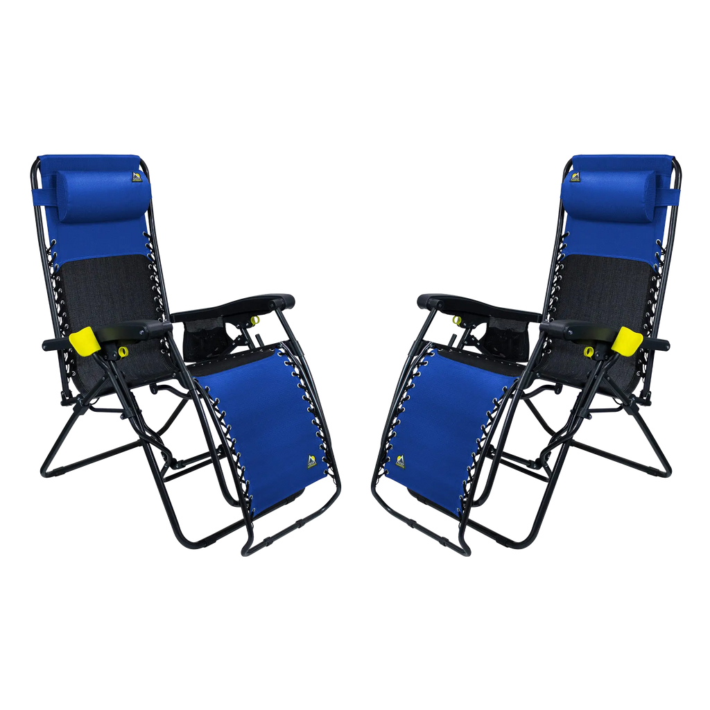 Backpack Travel Freeform Zero Gravity Lounger Bundle - Choice 507 - Portable Heavy-Duty Low Boy Chair for Ocean Side - Royal Blue
