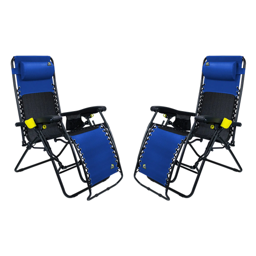 Backpack Travel Freeform Zero Gravity Lounger Bundle - Choice 507 - Portable Heavy-Duty Low Boy Chair for Ocean Side - Royal Blue