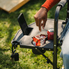 Luxury Camp Freestyle Rocker with Side Table - Choice 853 - Patented Spring-Action Rocking Chair for Camping Detail