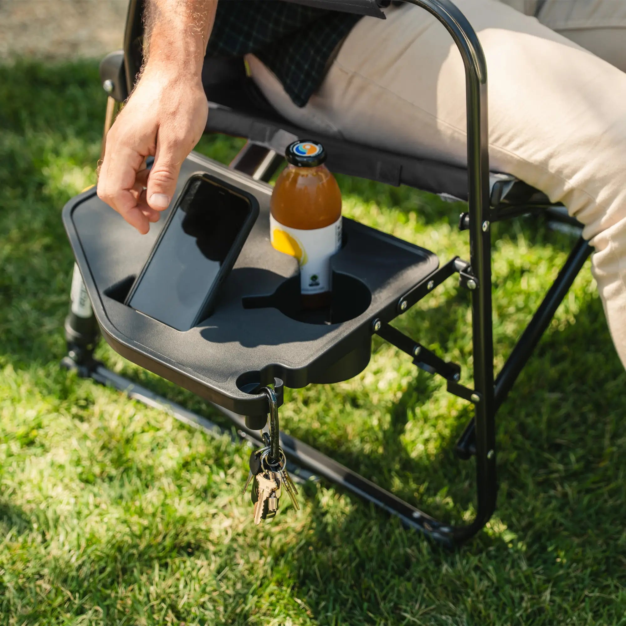 Smooth Motion Freestyle Rocker XL with Side Table - Choice 836 - Heavy-Duty Kickback Rocker with Beverage Holder Detail