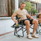 Luxury Camp Freestyle Rocker with Side Table - Choice 853 - Patented Spring-Action Rocking Chair for Camping Detail
