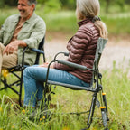 Luxury Camp Freestyle Rocker with Side Table - Choice 853 - Patented Spring-Action Rocking Chair for Camping Detail
