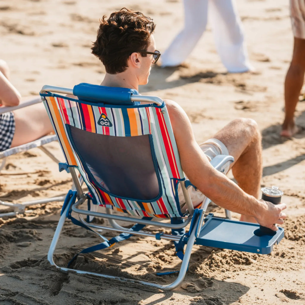 Sand-Friendly Big Surf with Slide Table - Choice 334 - Multi-Position Outdoor Beach Chair with Pillow Detail