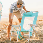 Sand-Friendly Big Surf with Slide Table - Choice 334 - Multi-Position Outdoor Beach Chair with Pillow Detail