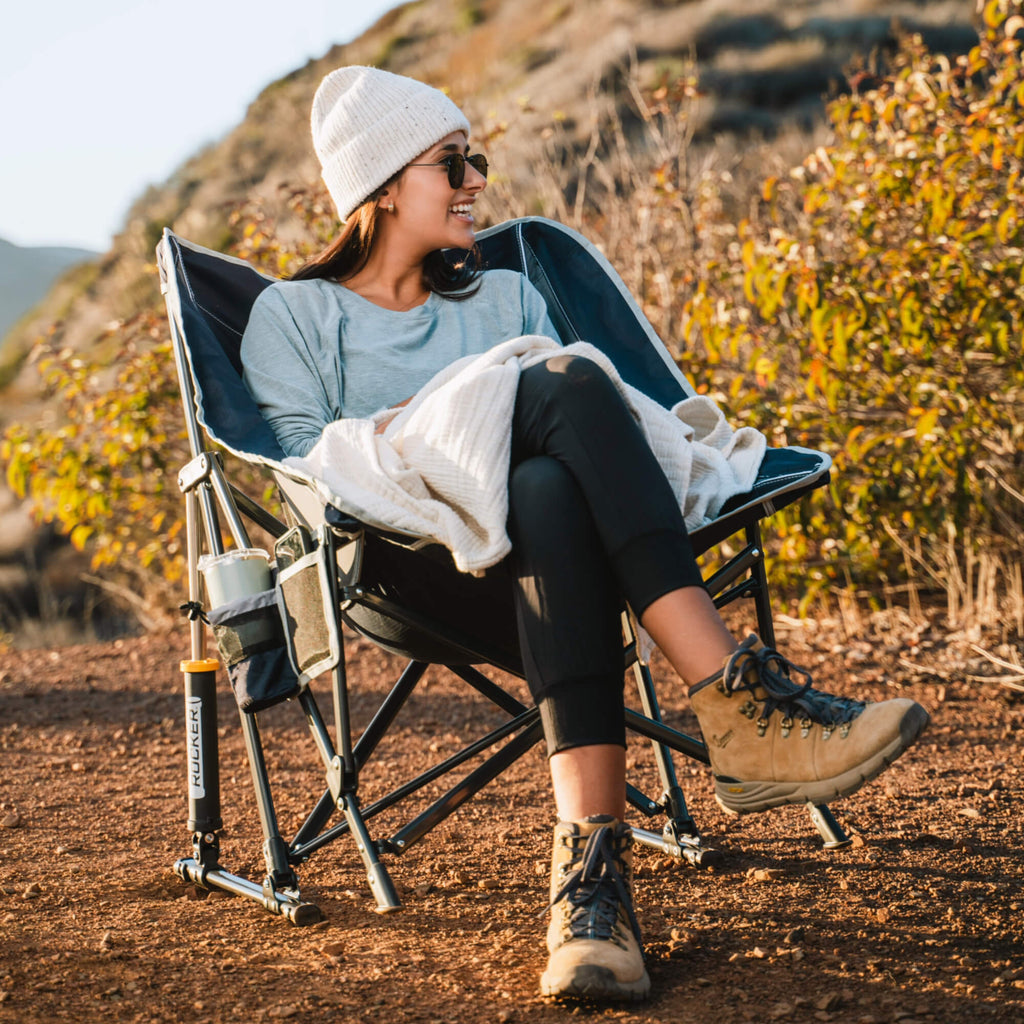 Premium All-Weather Pod Rocker - Choice 933 - Heavy-Duty Kickback Rocker with Beverage Holder Detail