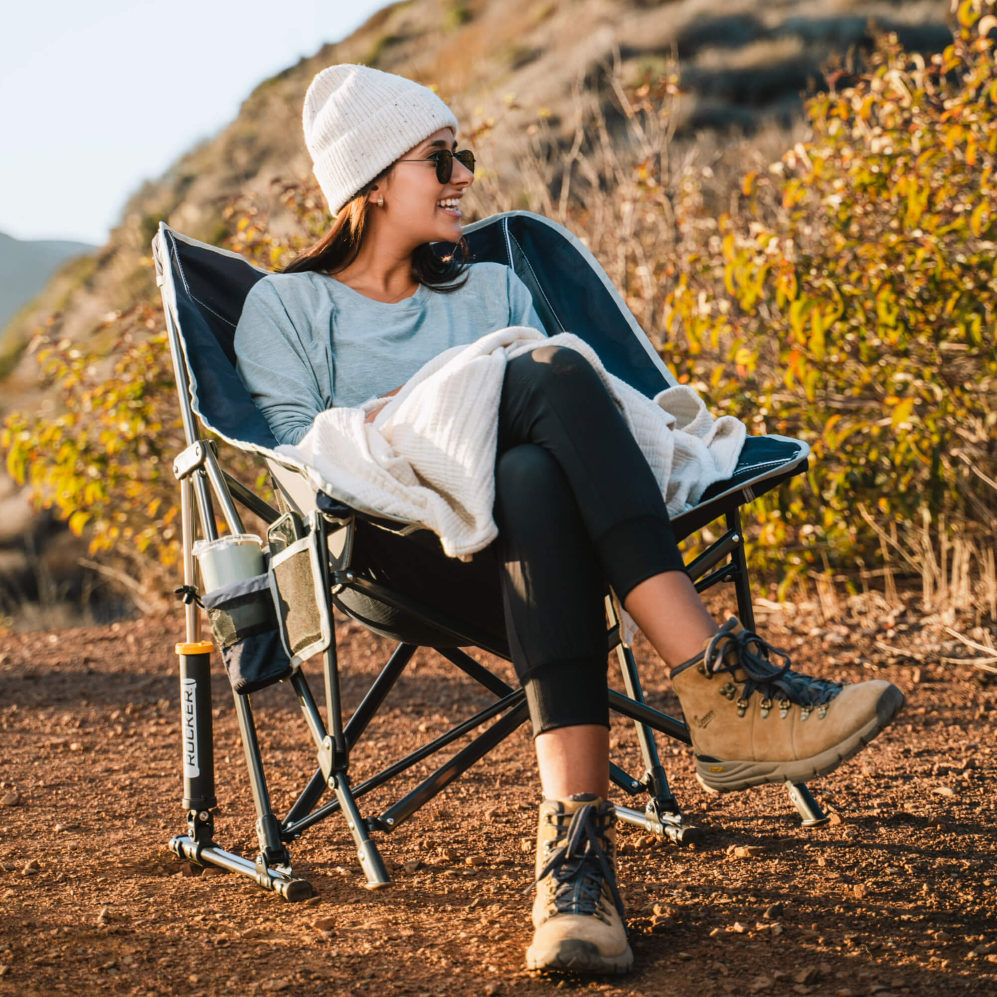 Premium All-Weather Pod Rocker - Choice 933 - Heavy-Duty Kickback Rocker with Beverage Holder Detail
