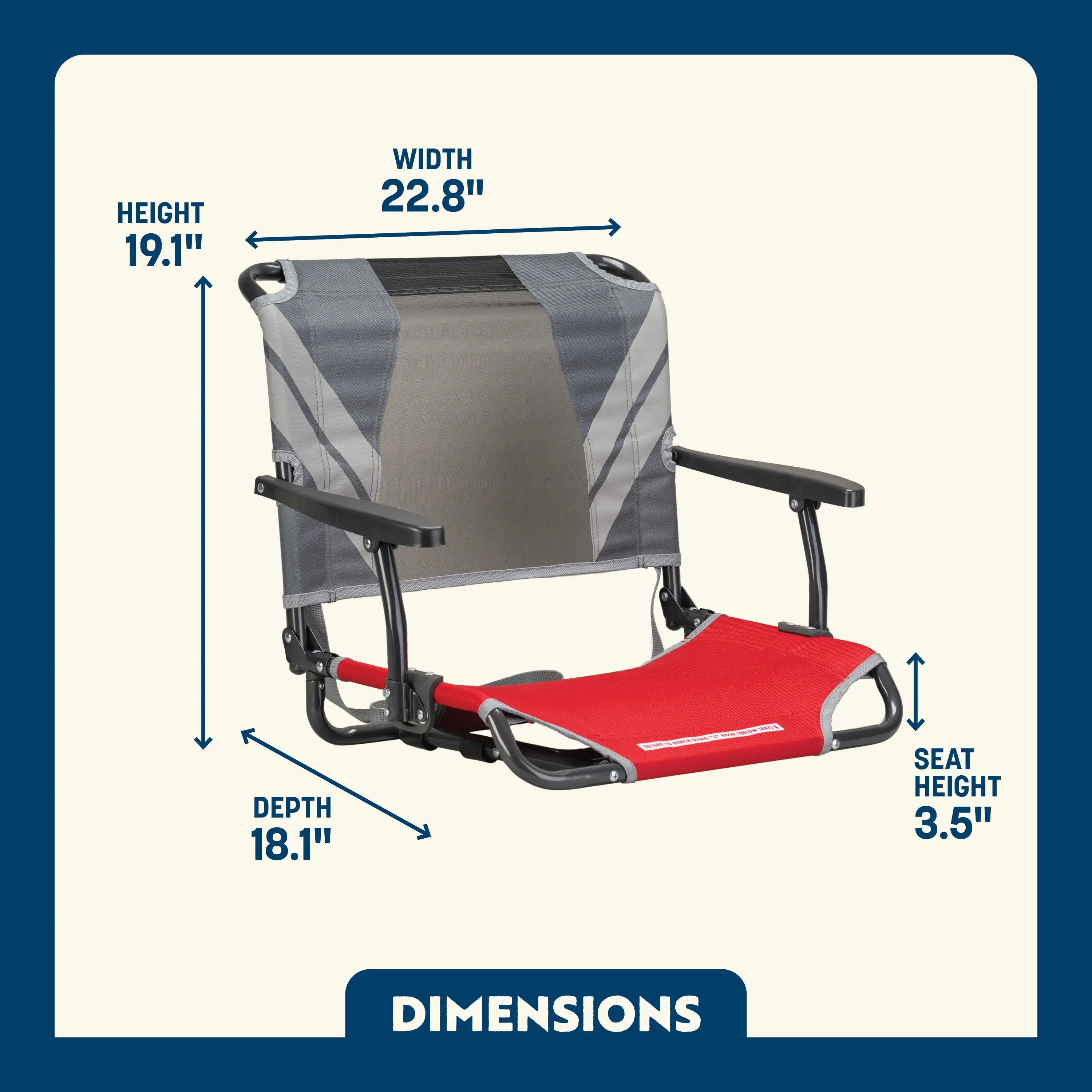 Compact Cushion Big Comfort Stadium Chair with Armrests - Choice 465 - Ergonomic Portable Stadium Seat for Sports Events Detail