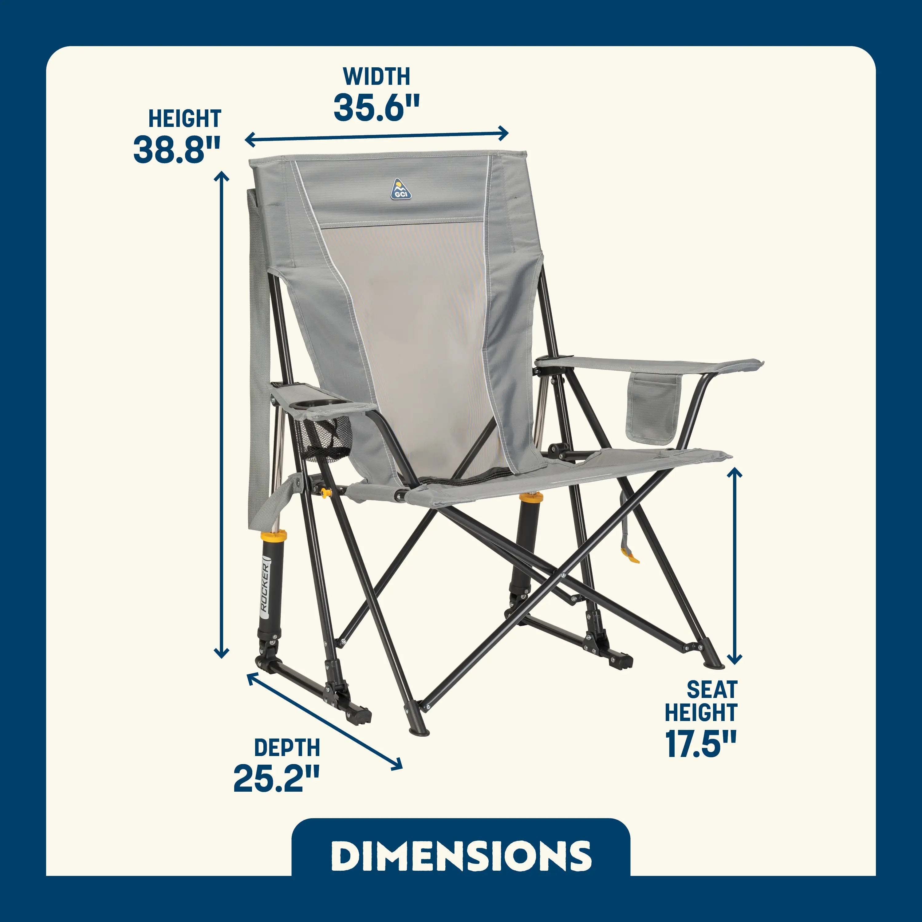 Premium All-Weather Comfort Pro Rocker - Choice 375 - RoadTrip Rocker Smooth Motion Camp Chair Detail