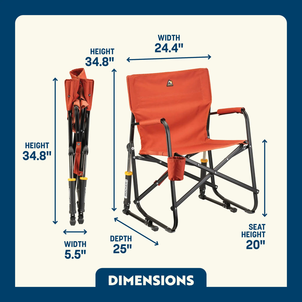 Patented Spring-Action Freestyle Rocker - Pumpkin Spice - Choice 373 - Freestyle Rocker Portable Outdoor Folding Chair Detail