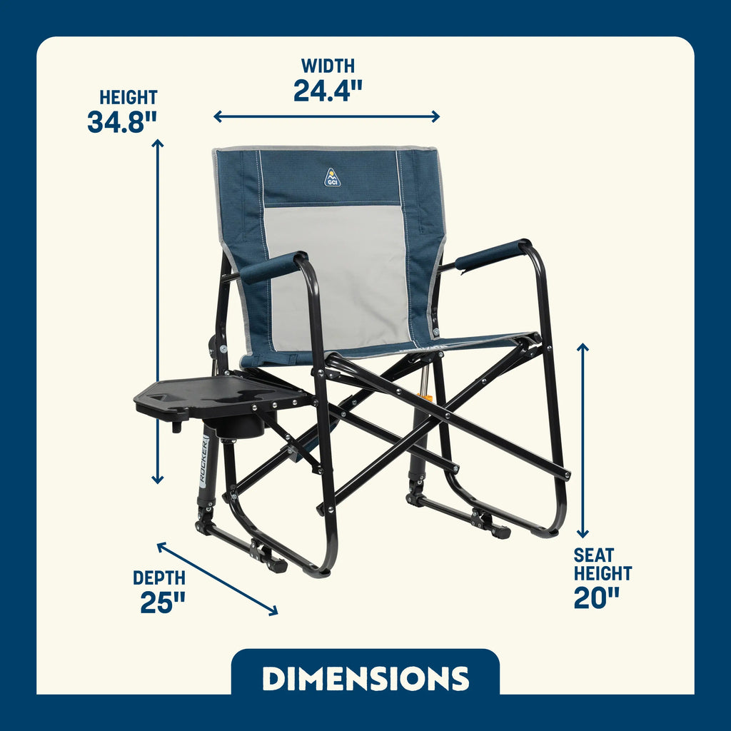 Luxury Camp Freestyle Rocker with Side Table - Choice 853 - Patented Spring-Action Rocking Chair for Camping Detail