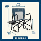 Luxury Camp Freestyle Rocker with Side Table - Choice 853 - Patented Spring-Action Rocking Chair for Camping Detail