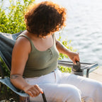 Luxury Camp Kickback Rocker - Choice 345 - Heavy-Duty Kickback Rocker with Beverage Holder Detail