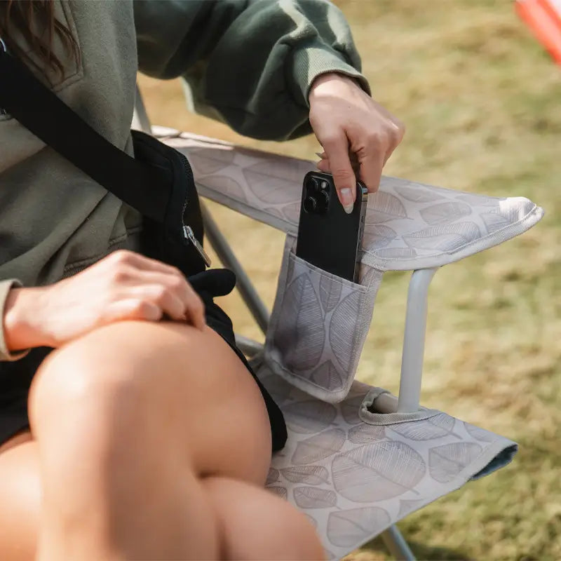 Luxury Camp Kickback Rocker - Choice 345 - Heavy-Duty Kickback Rocker with Beverage Holder Detail