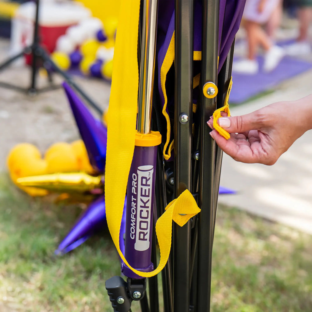 Patented Spring-Action College Comfort Pro Rocker - LSU Tigers - Choice 880 - Patented Spring-Action Rocking Chair for Camping Detail