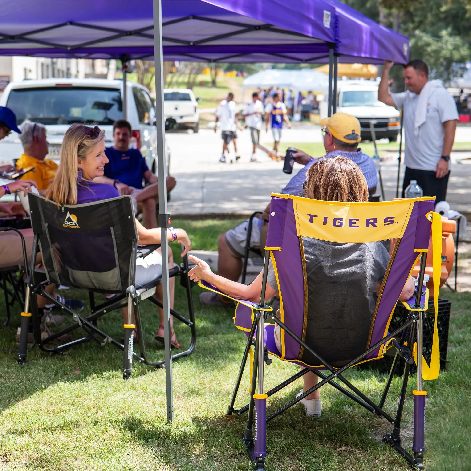 Patented Spring-Action College Comfort Pro Rocker - LSU Tigers - Choice 880 - Patented Spring-Action Rocking Chair for Camping Detail
