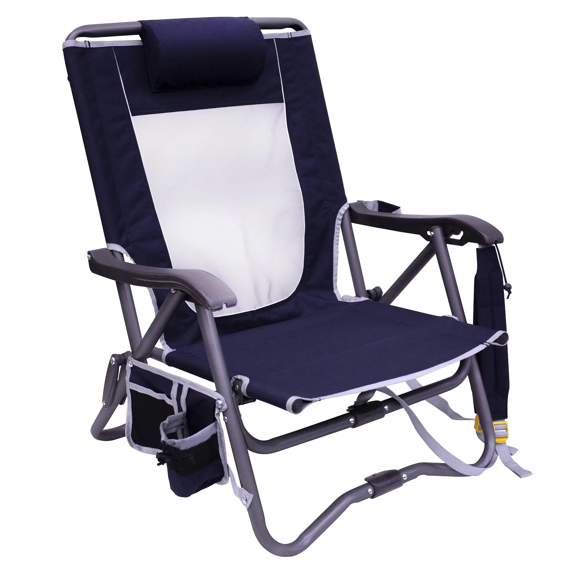 Ultra-Compact Bi-Fold Slim Event Chair - Choice 334 - Pico Compact Folding Camp Chair with Carry Bag - Indigo