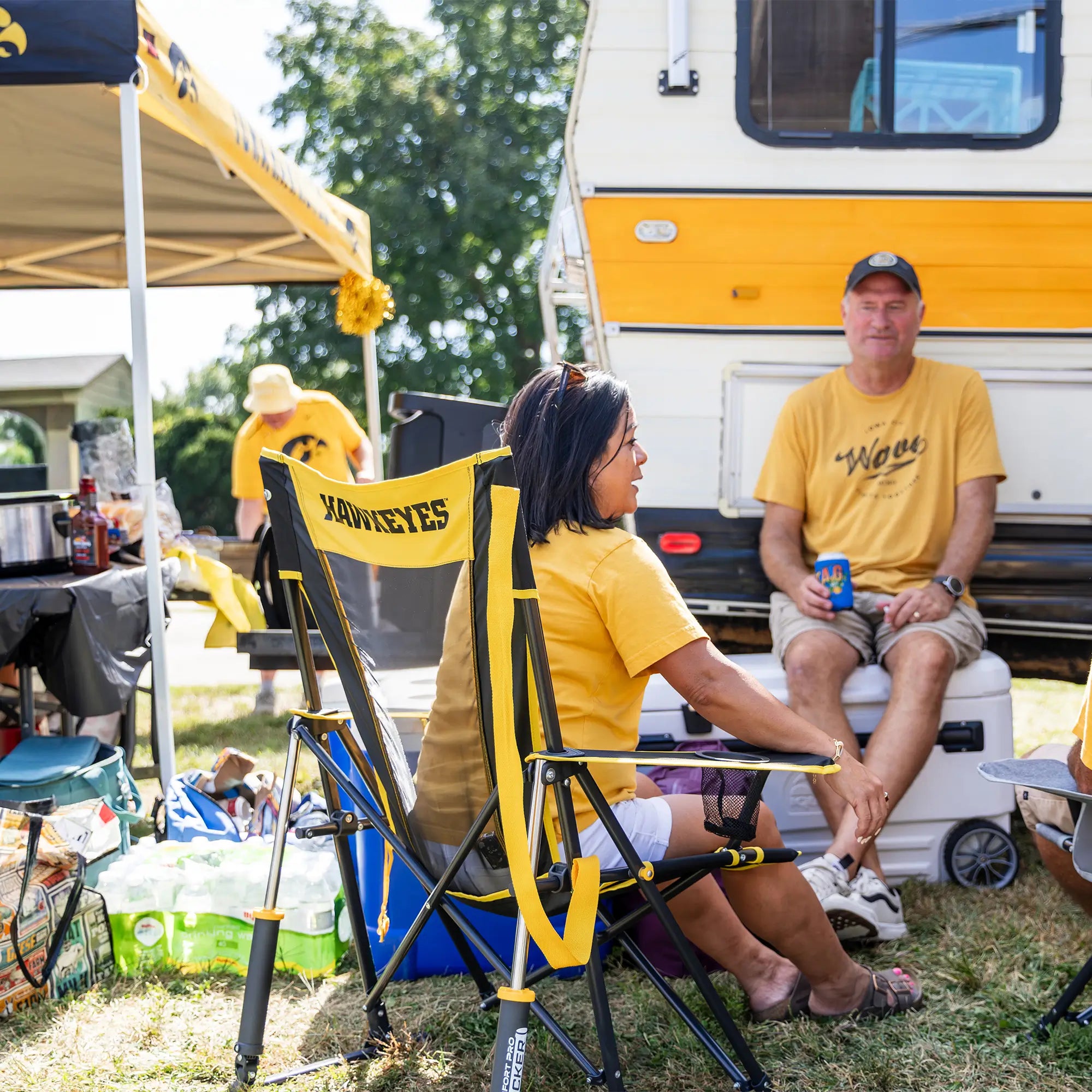 Smooth Motion College Comfort Pro Rocker - Iowa Hawkeyes - Choice 249 - Heavy-Duty Kickback Rocker with Beverage Holder Detail