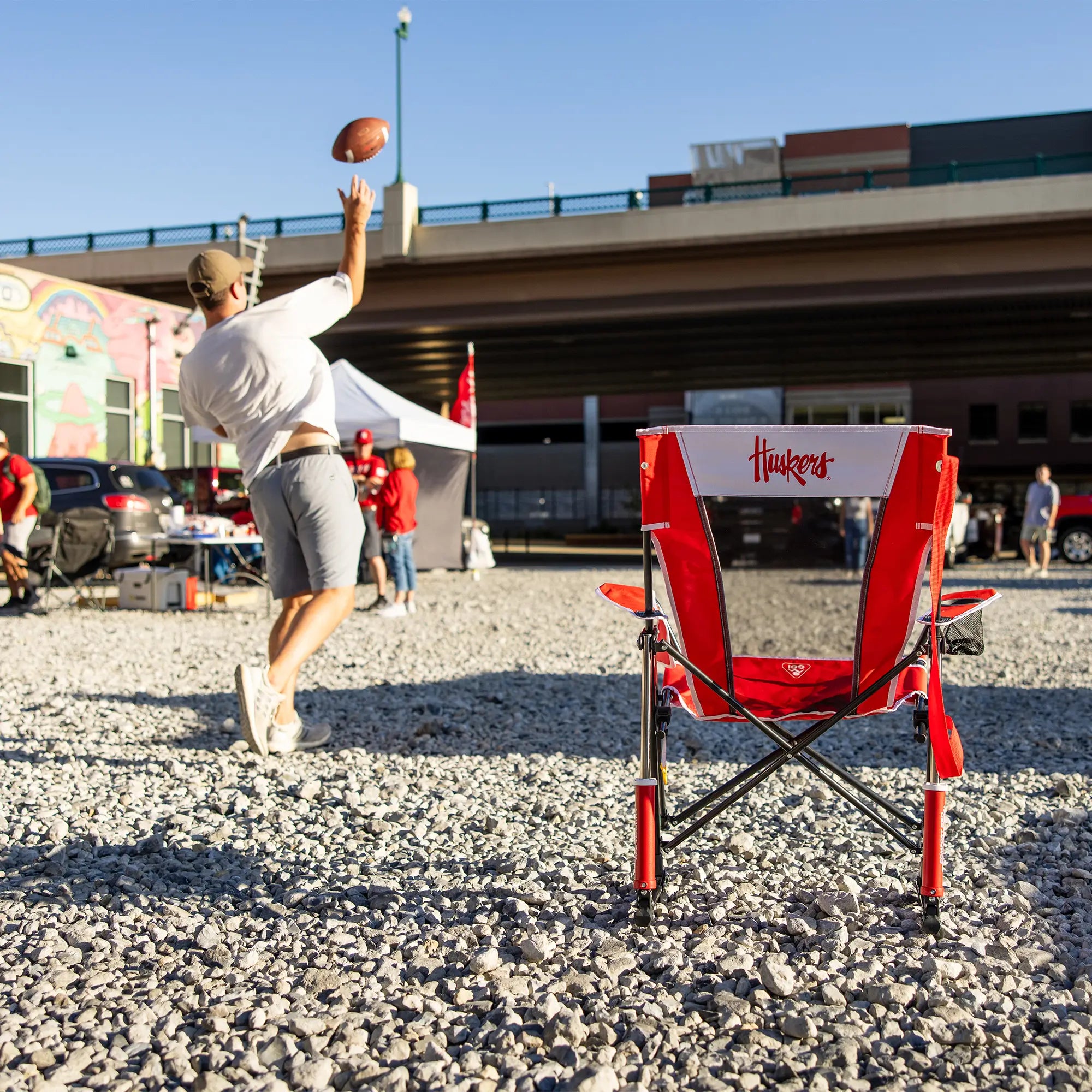 Smooth Motion College Comfort Pro Rocker - Nebraska Cornhuskers - Choice 161 - Patented Spring-Action Rocking Chair for Camping Detail